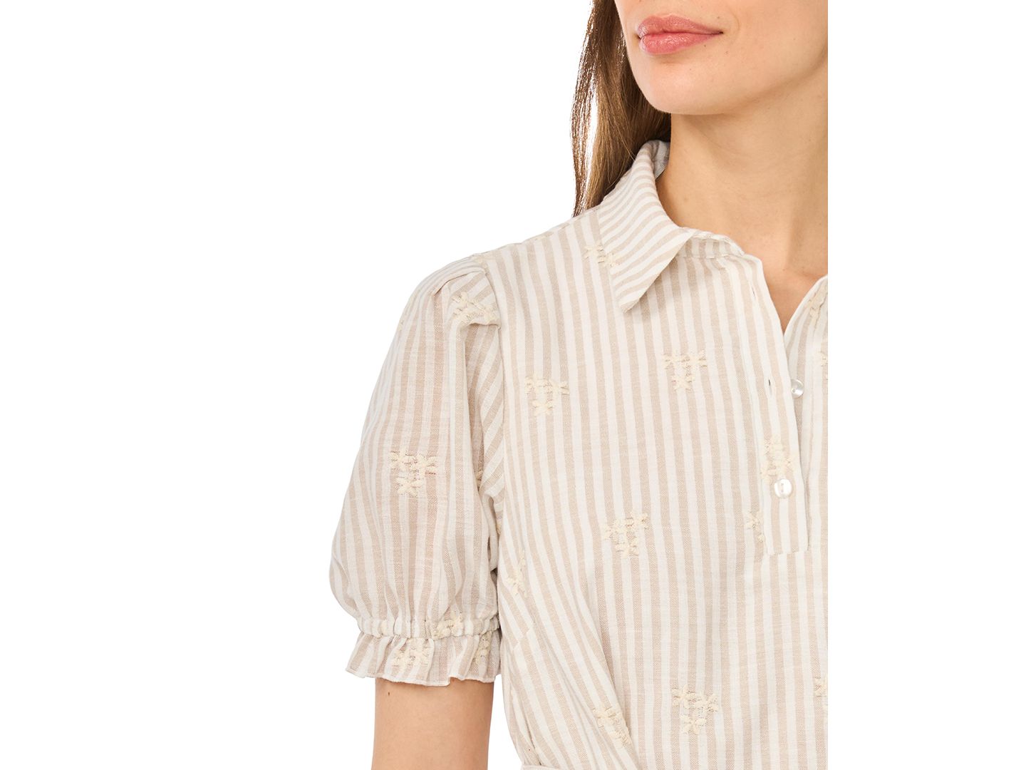 Женское платье Vince Camuto Ruffle Puff-Sleeve Mini, цвет: Берёзовый — фото 2