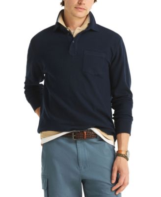 Men's Waffle-Knit Cotton-Blend Long-Sleeve Polo Shirt