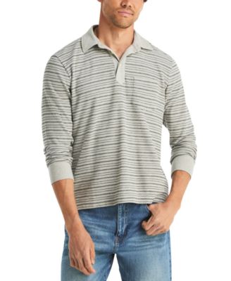 Men's Waffle-Knit Cotton-Blend Long-Sleeve Polo Shirt