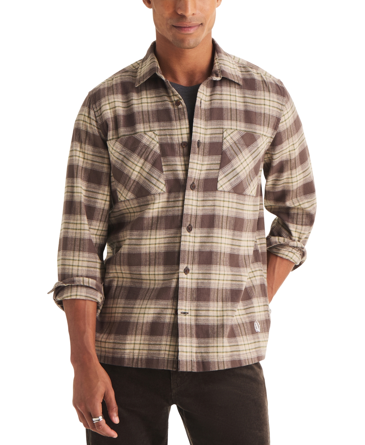 Nautica Men's Flannel Plaid Classic Fit Shirt - Coffee Brown