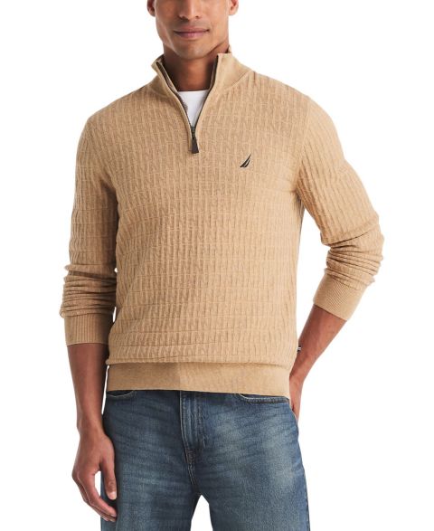 Мужской свитер Nautica Classic Fit Quarter Zip, цвет: Верблюжий меланжевый