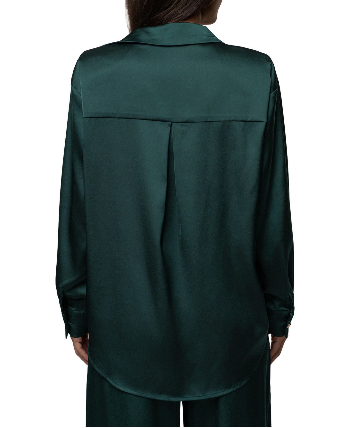 Женская блузка JLUXLABEL Island Ease Long-Sleeve Button-Down Satin, цвет: Изумрудный — фото 2