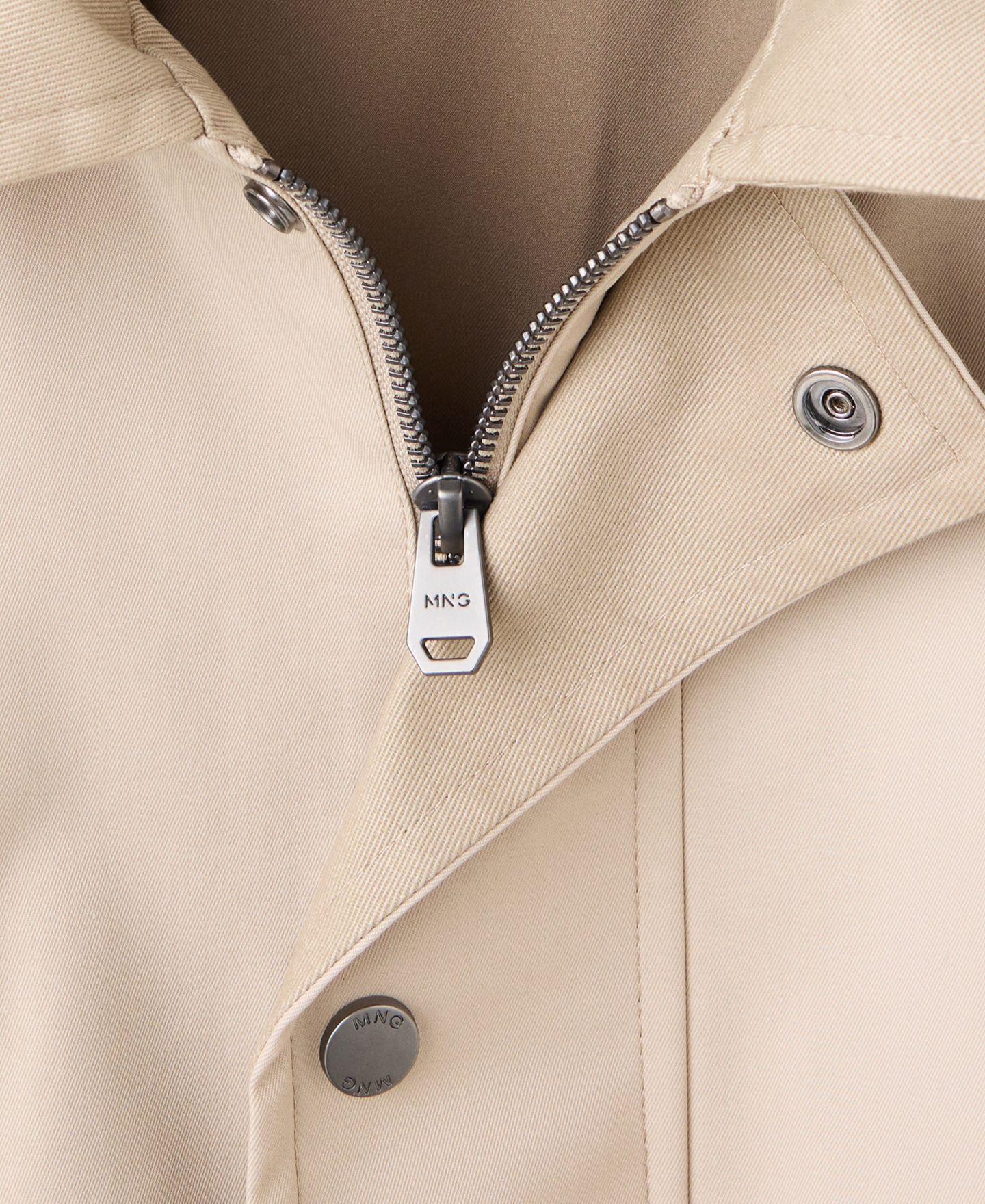 Мужская куртка Mango Water-Resistant Straight-Fit Shirt Jacket, цвет: Бежевый — фото 7