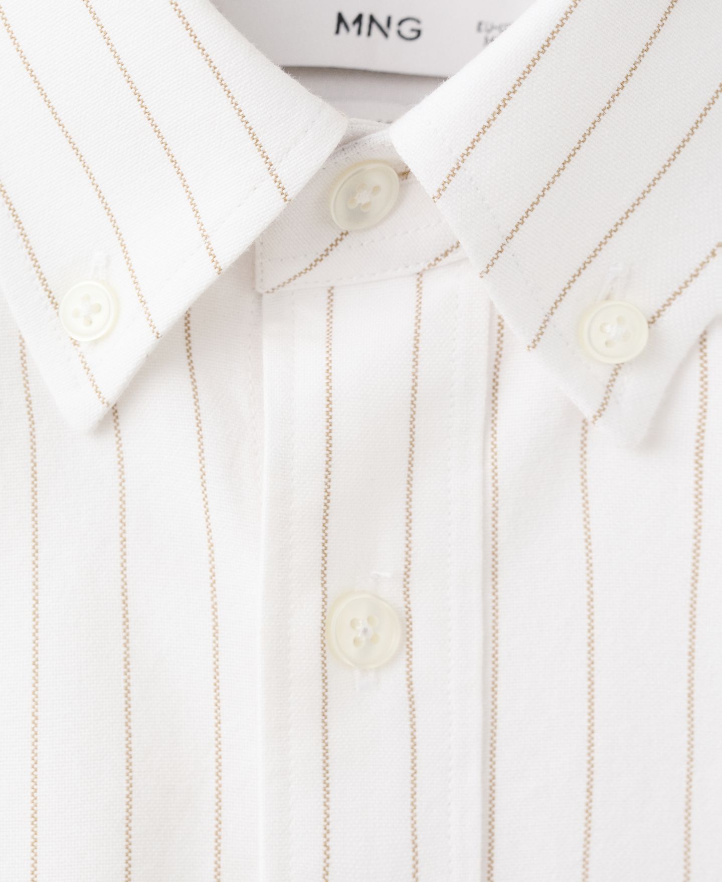 Мужская рубашка Mango Kodak Striped Regular-Fit, цвет: Бежевый — фото 7