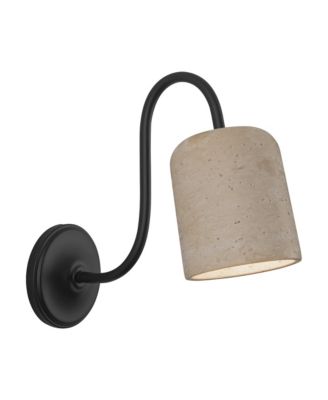 Bromley 5-in Brushed Damp-Rated Wall/Vanity Light with Natural Travertine