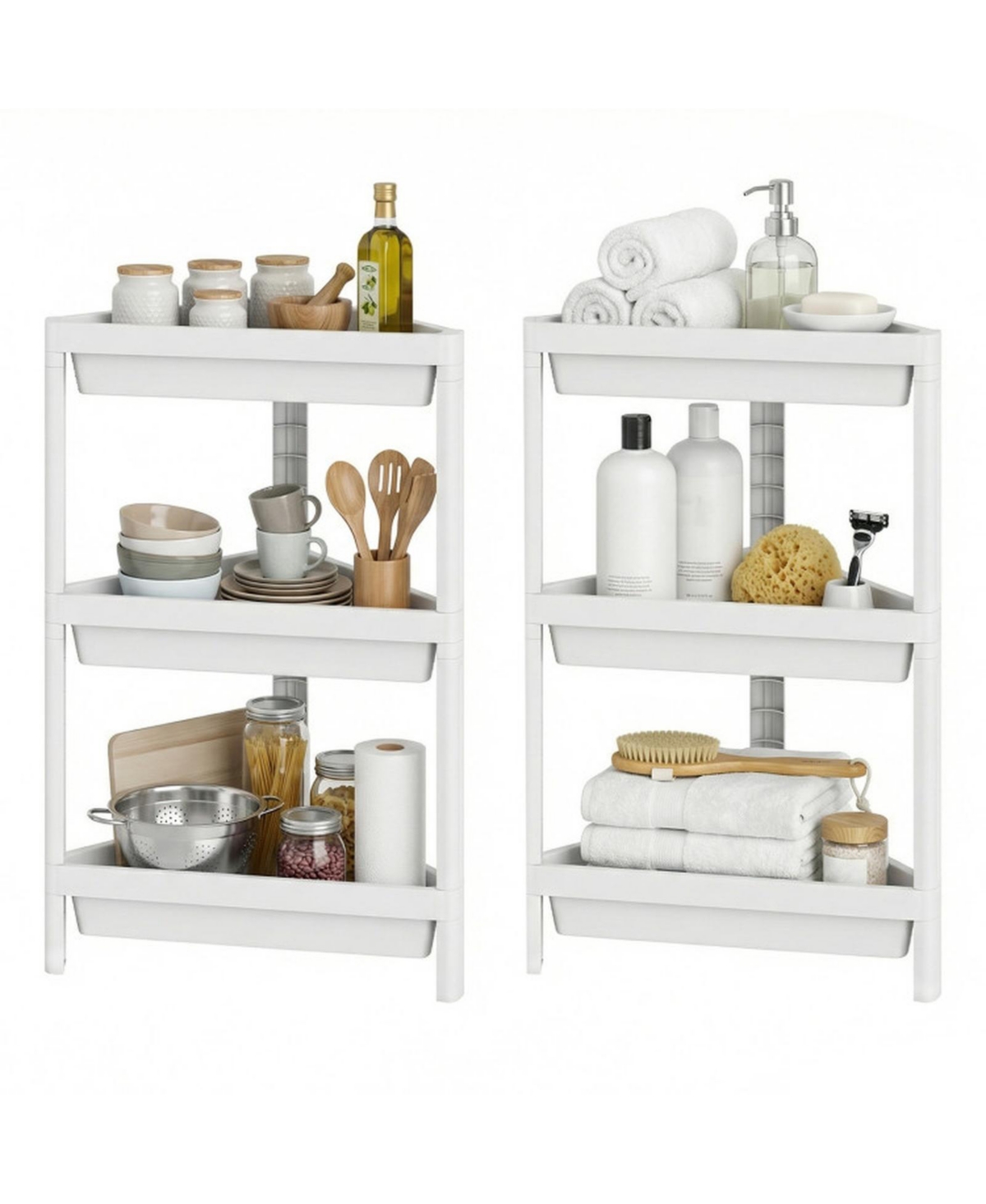 Sugift 3-Tier Corner Shower Caddy 2-Pack With Detachable Design