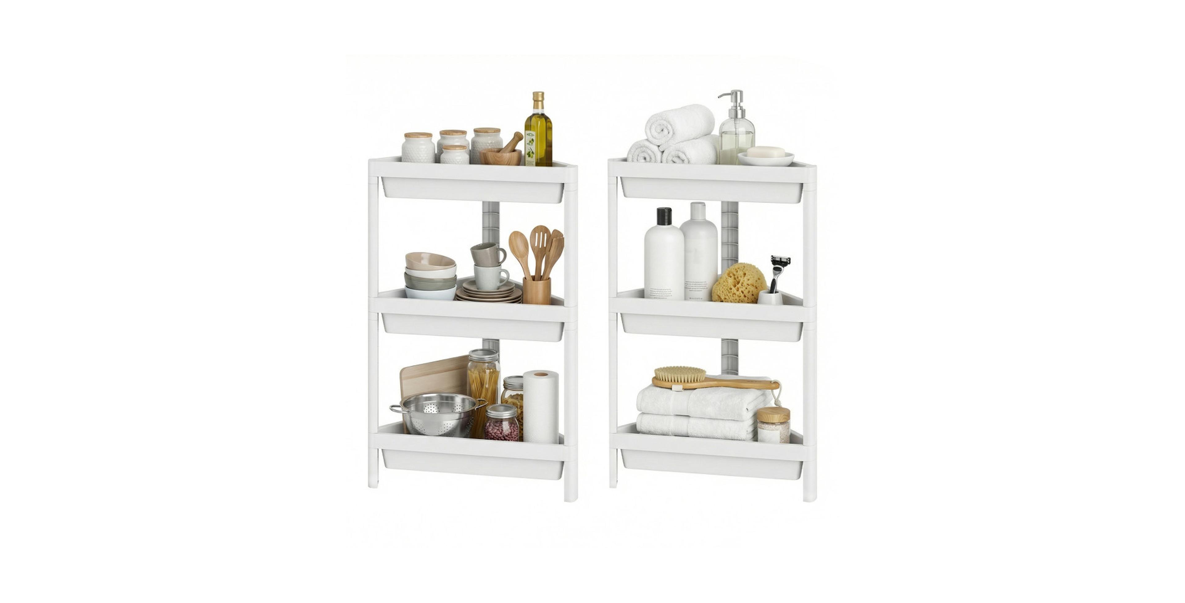 Sugift 3-Tier Corner Shower Caddy 2-Pack With Detachable Design