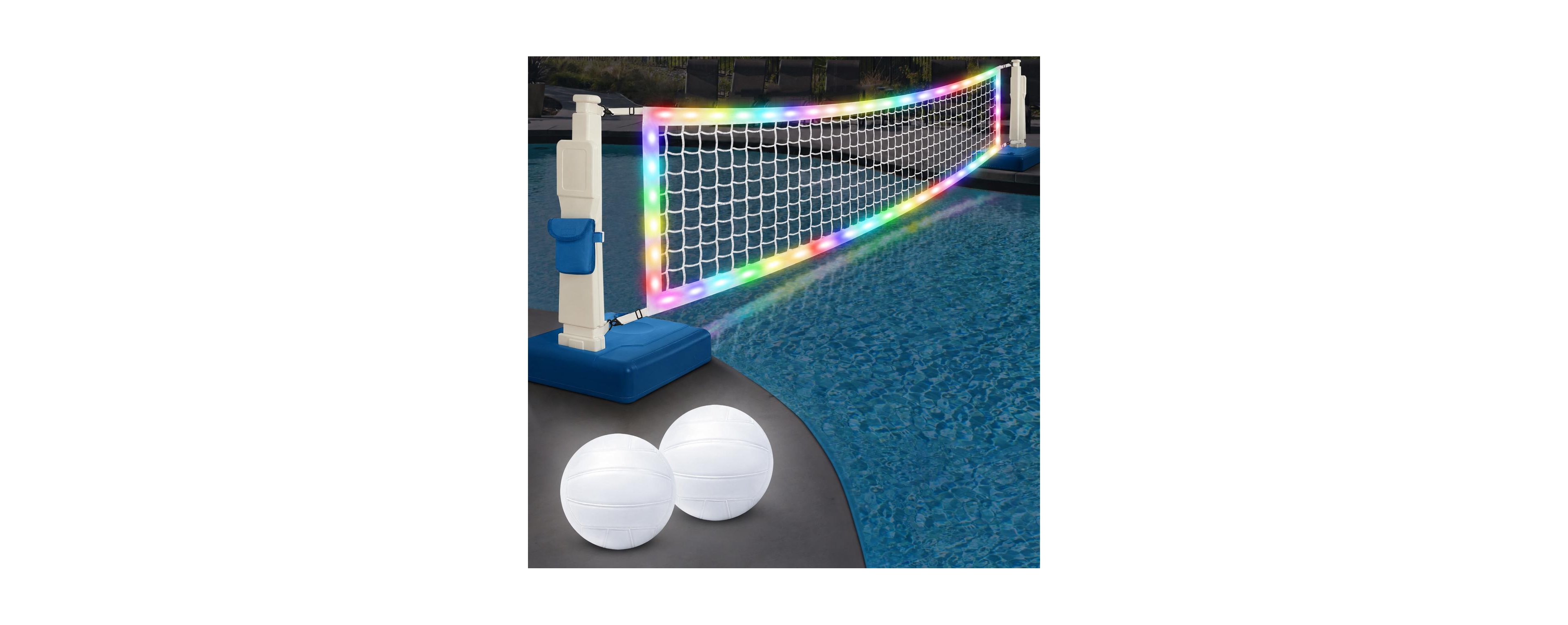 Furlihong Led Pool Volleyball Net Set Light Up Game Adjustable Net Remote Control 2 Led Water Balls Pump Included