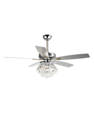 Glam Chrome 3-Light 5-Blades Crystal Chandelier Ceiling Fan with Remote and Light Kit