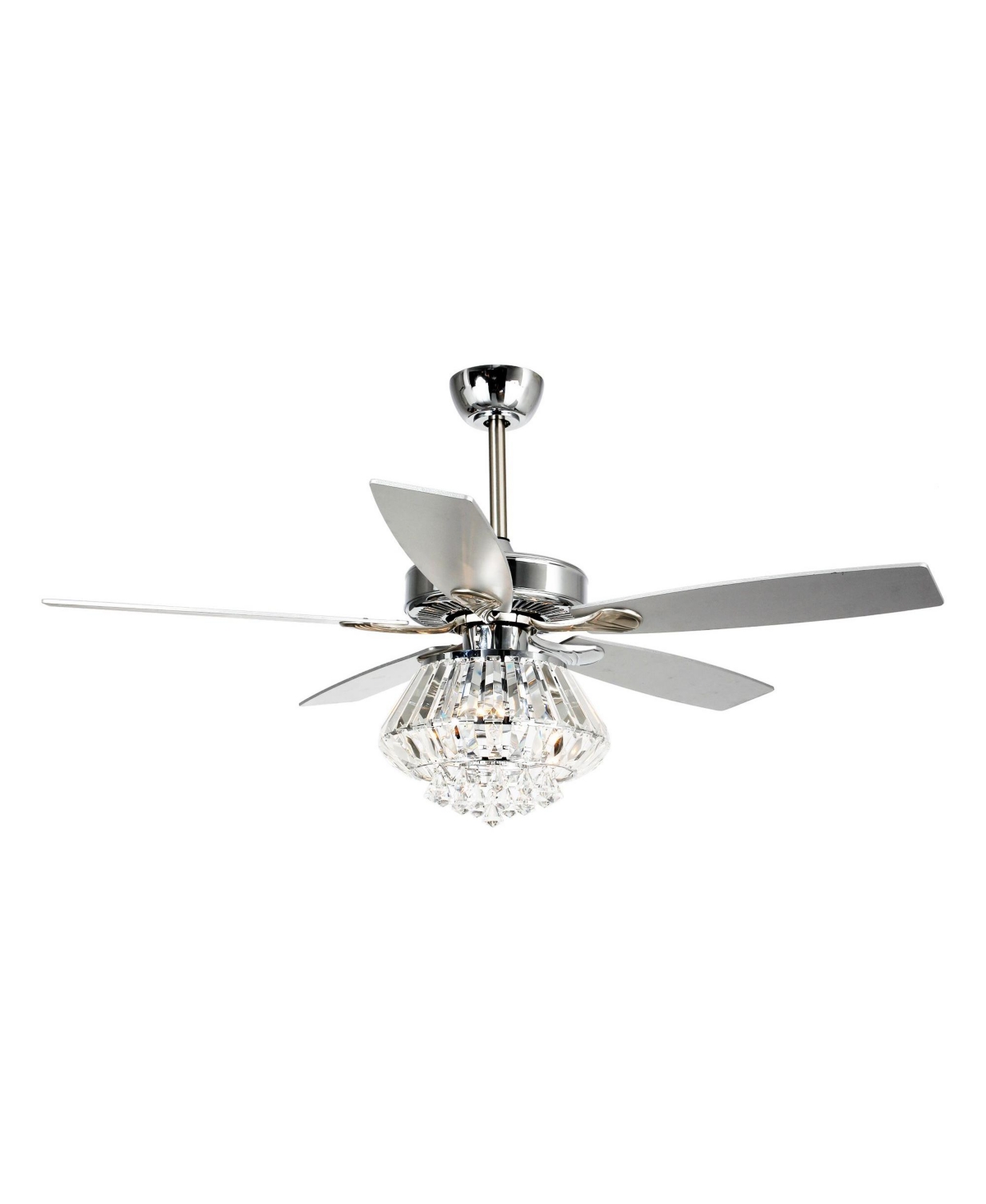 52" Kerala Modern Chrome Downrod Mount Reversible Crystal Ceiling Fan with Lighting and Remote Control - Chrome