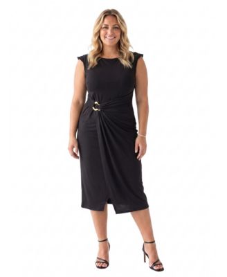 Plus Size Elevate Sleeveless Wrap Twist Midi Dress