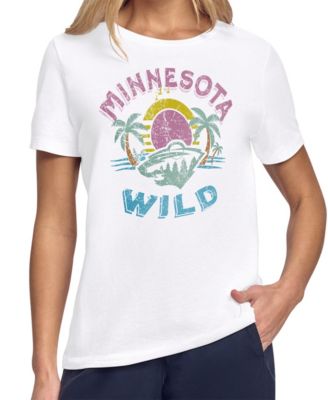 Women's White Minnesota Wild Tonal Beach T-Shirt