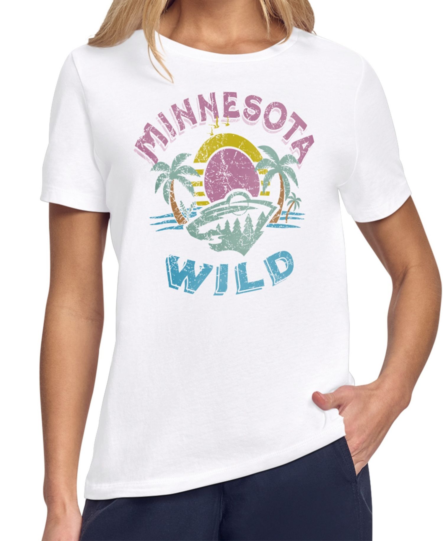 Women's White Minnesota Wild Tonal Beach T-Shirt