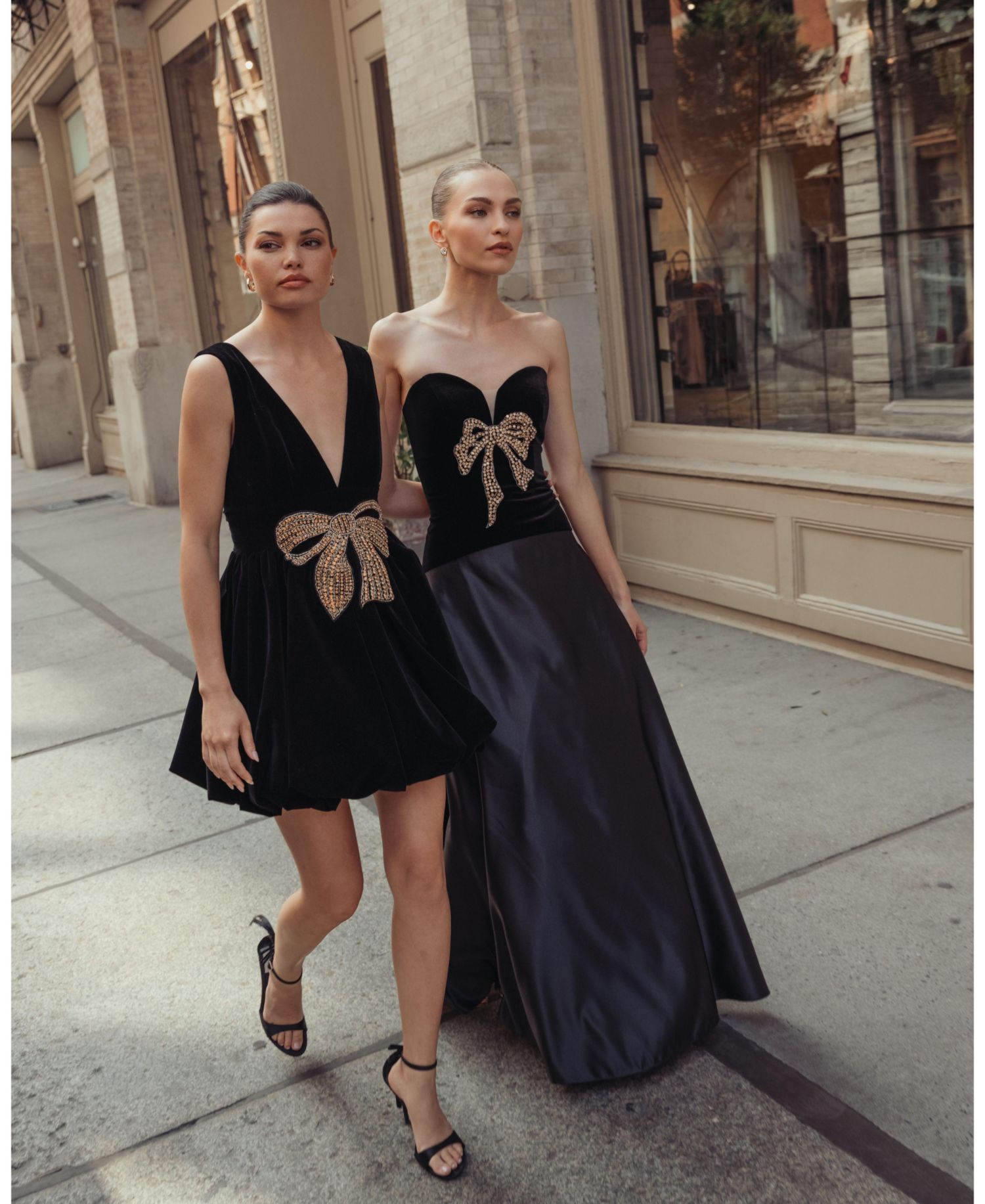 Women's Strapless Velvet Bow-Detail Ball Gown