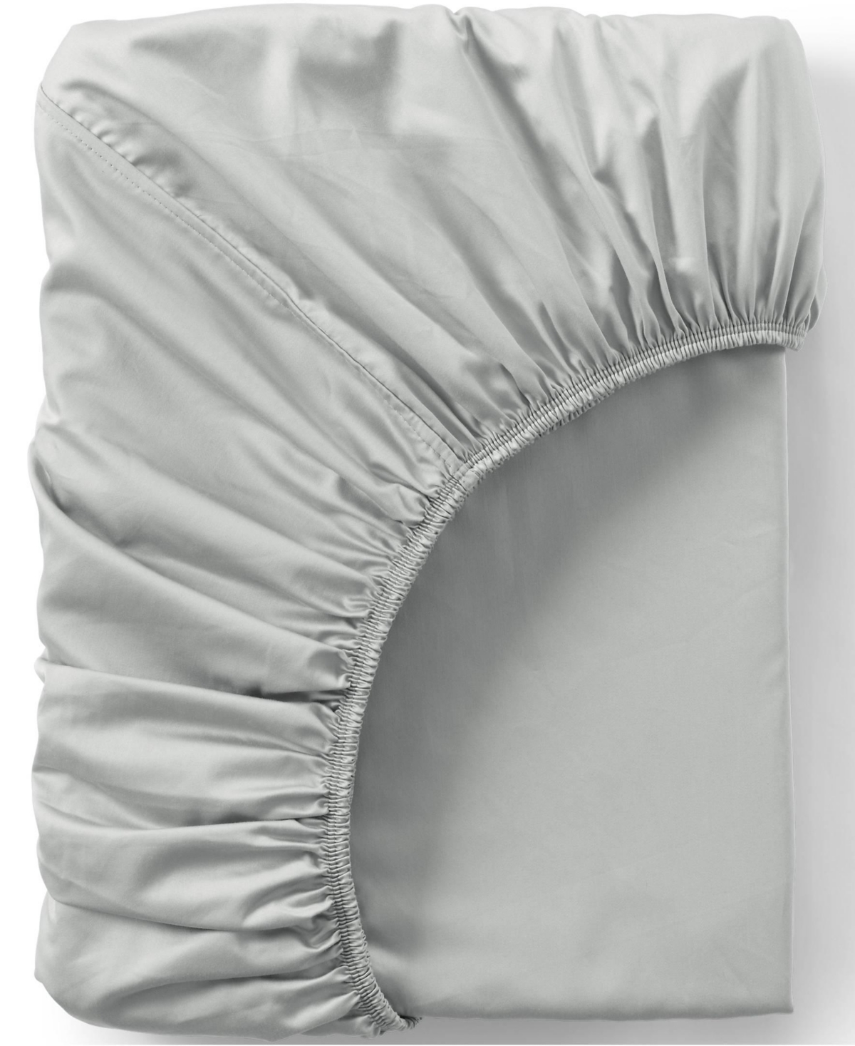 Lands' End 400 Thread Count Premium Supima Cotton No Iron Sateen Fitted Bed Sheet - Light fog