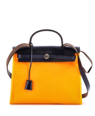 Pre-Owned Hermes 31 Herbag Zip Leather and Toile