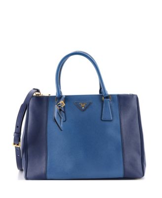Medium Bicolor Double Zip Lux Tote Saffiano Leather