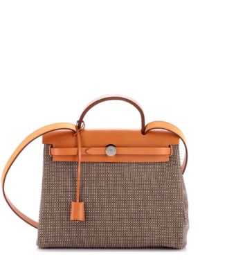 Pre-Owned Hermes 31 Herbag Zip Criss Viking Toile and Leather