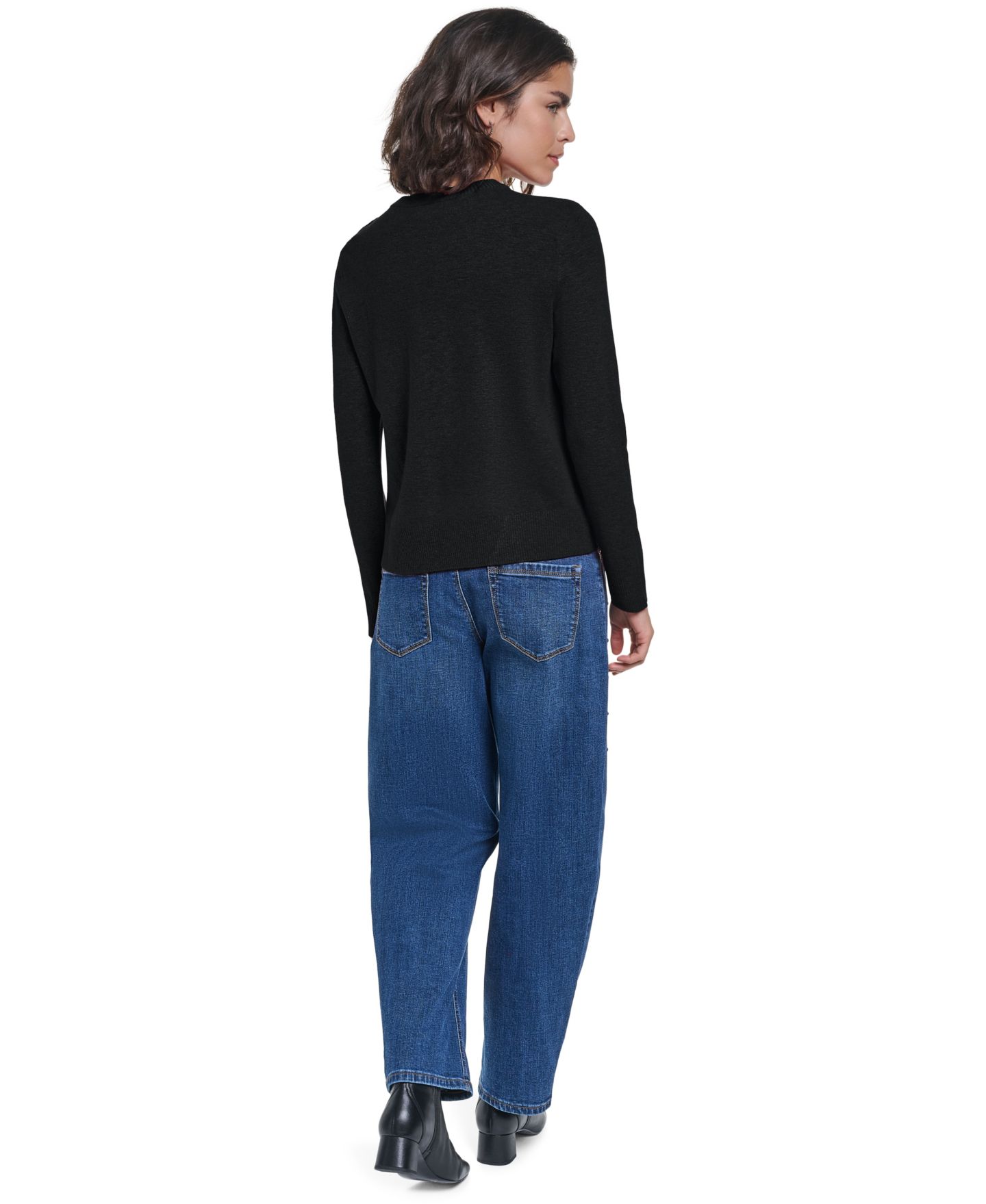 Женский свитер KARL LAGERFELD PARIS Asymmetrical Long-Sleeve Crewneck, цвет: Чёрный — фото 7