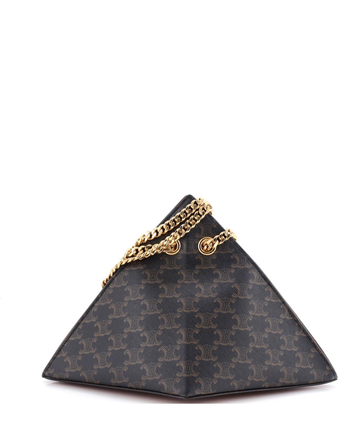 Pre-Owned Celine Pyramid Chain Shoulder Bag Triomphe Coated Canvas