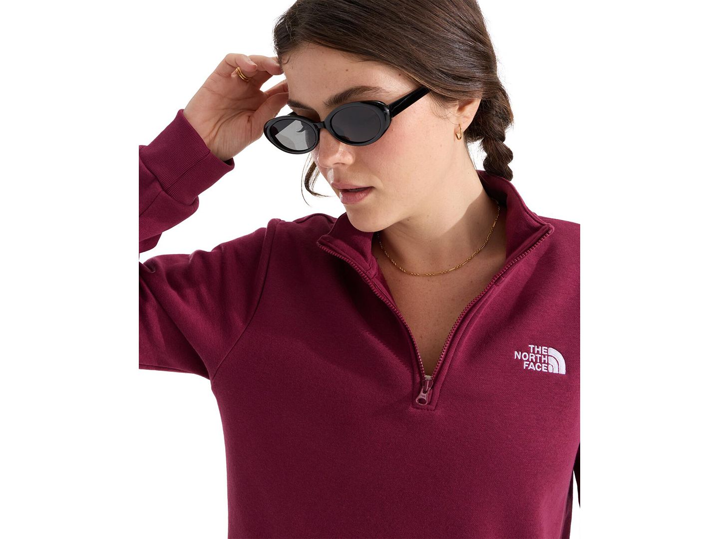 Женская толстовка The North Face Evolution Simple Dome Regular 1/4 Zip, цвет: Бордовый — фото 3