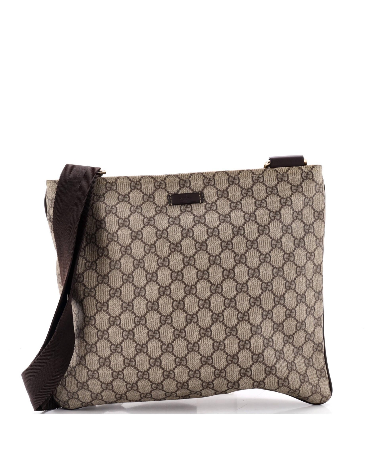 Pre-Owned Gucci Large Zip Top Messenger Bag Gg Coated Canvas