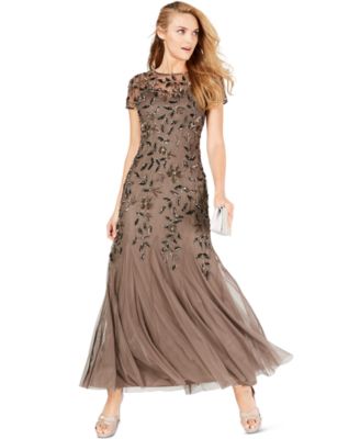 Women's Floral-Beaded Gown