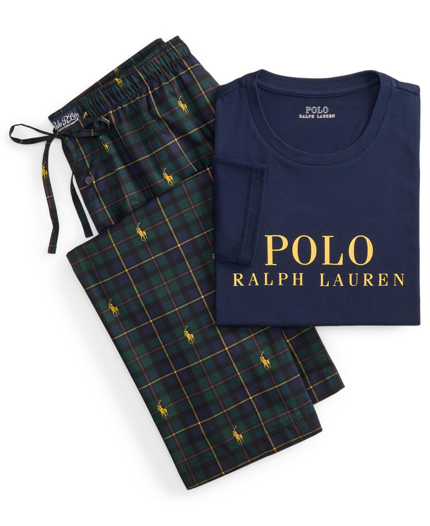 Пижамный комплект для мужчин, 2 предмета — Polo Ralph Lauren, цвет: Тёмно-синий / Золотой — фото 6