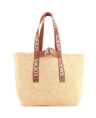 Medium Fold Logo Strap Tote Raffia