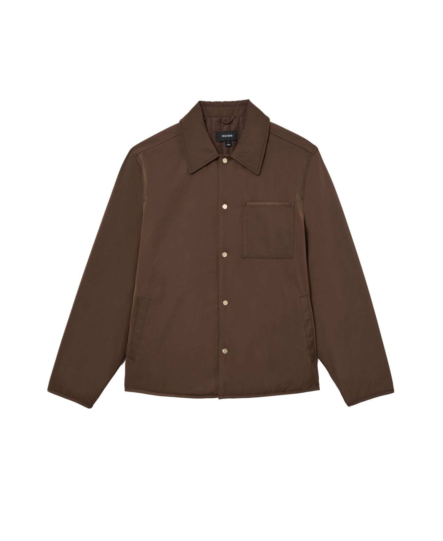 Мужская рубашка REISS Raider Lightly-Padded Regular-Fit Long-Sleeve Overshirt, цвет: Коричневый — фото 2