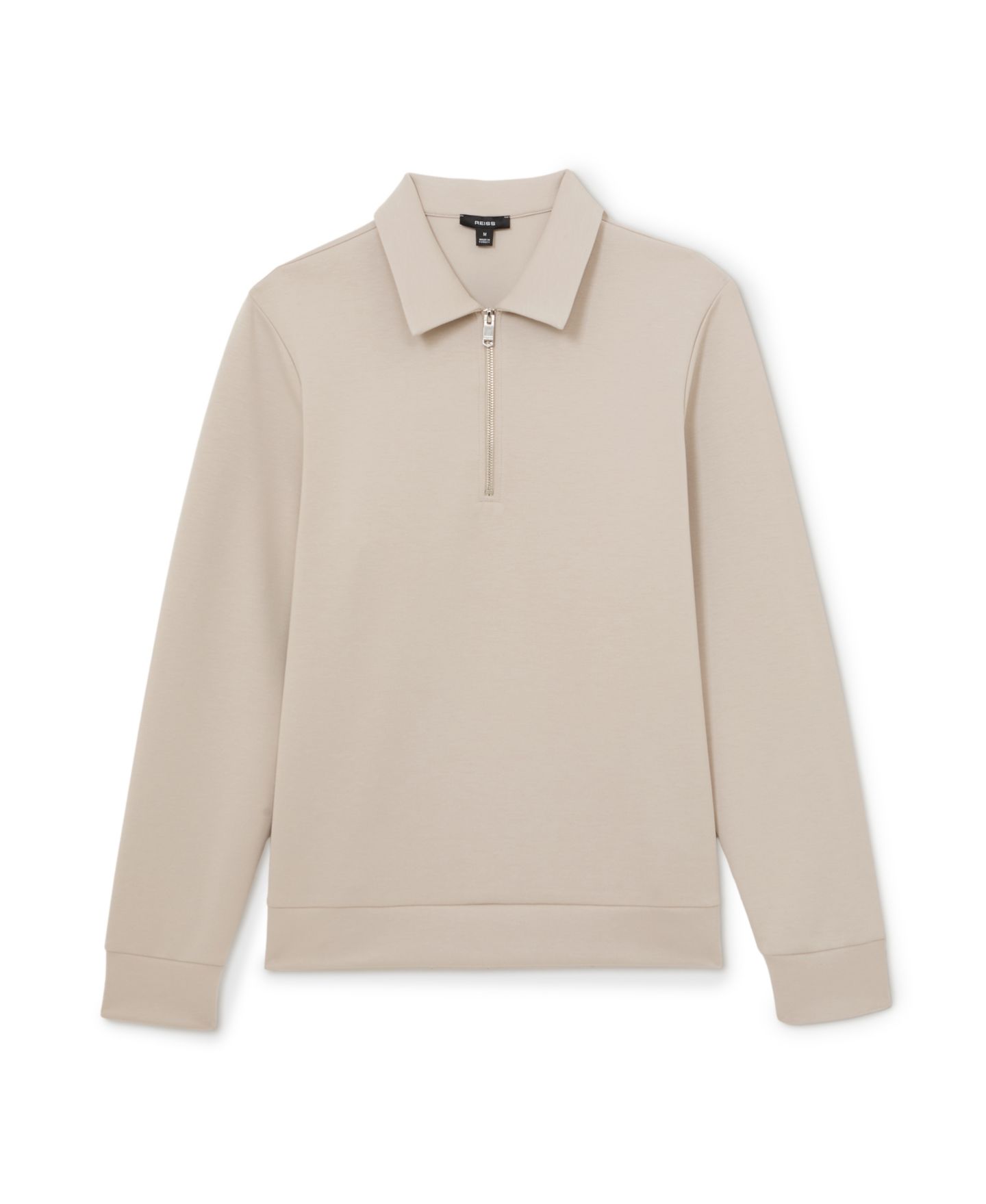 Мужская толстовка REISS Prince Premium Interlock Half-Zip Polo, цвет: Серо-бежевый — фото 2
