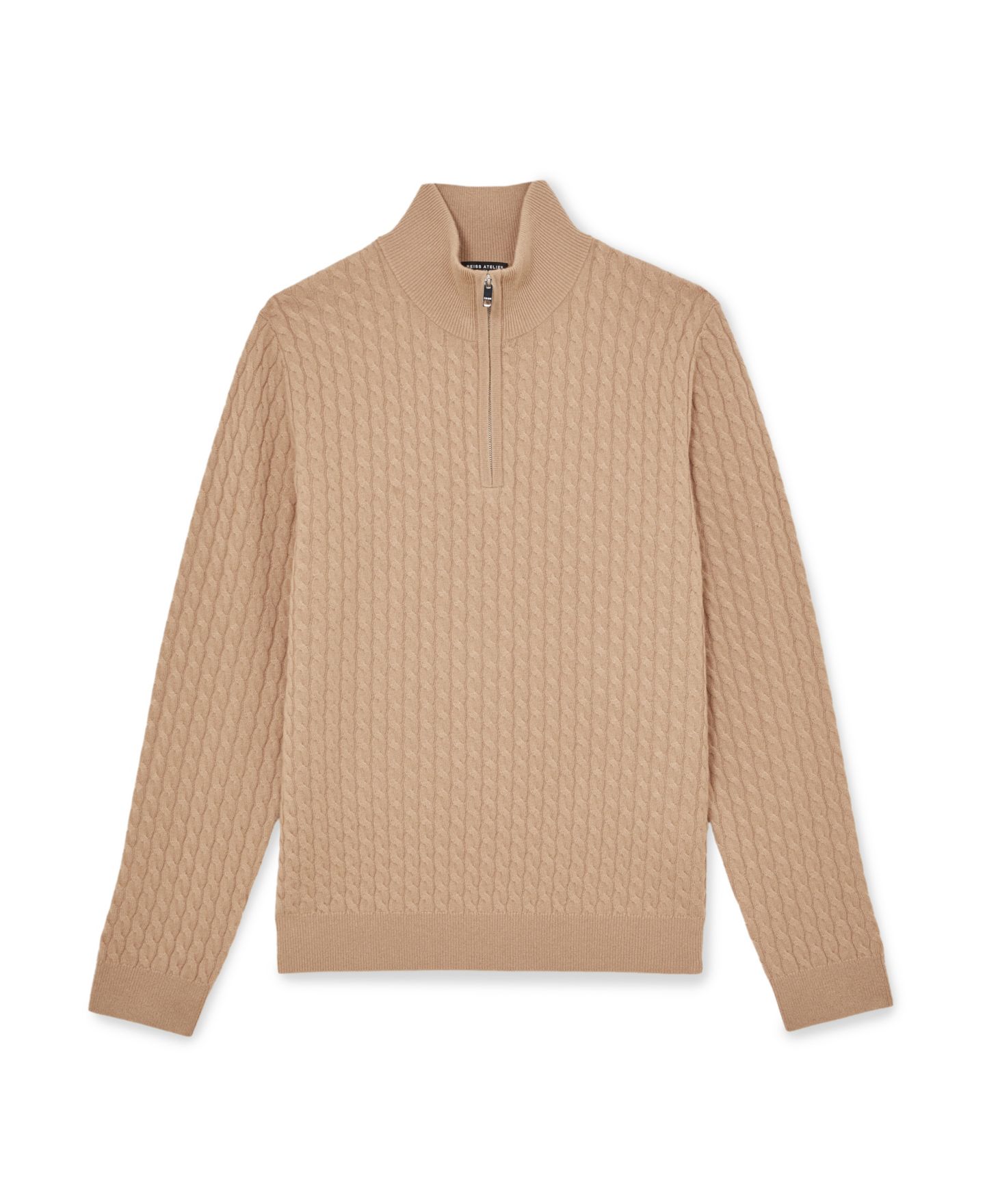 Мужской свитер REISS Richmond Half-Zip Cable-Knit Cashmere, цвет: Верблюжий коричневый — фото 2