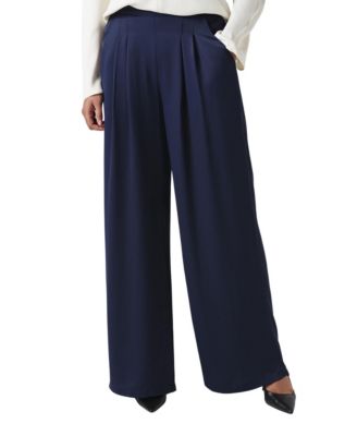 Women's Andie Pleated Wide Leg Satin Trouser