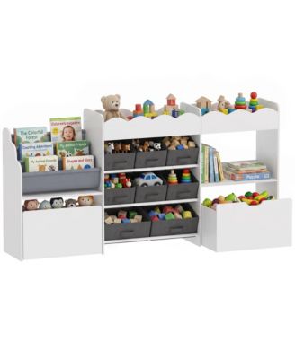 Kids Toy Storage Organizer with 8 Fabric Bins, 2 Rolling Drawers