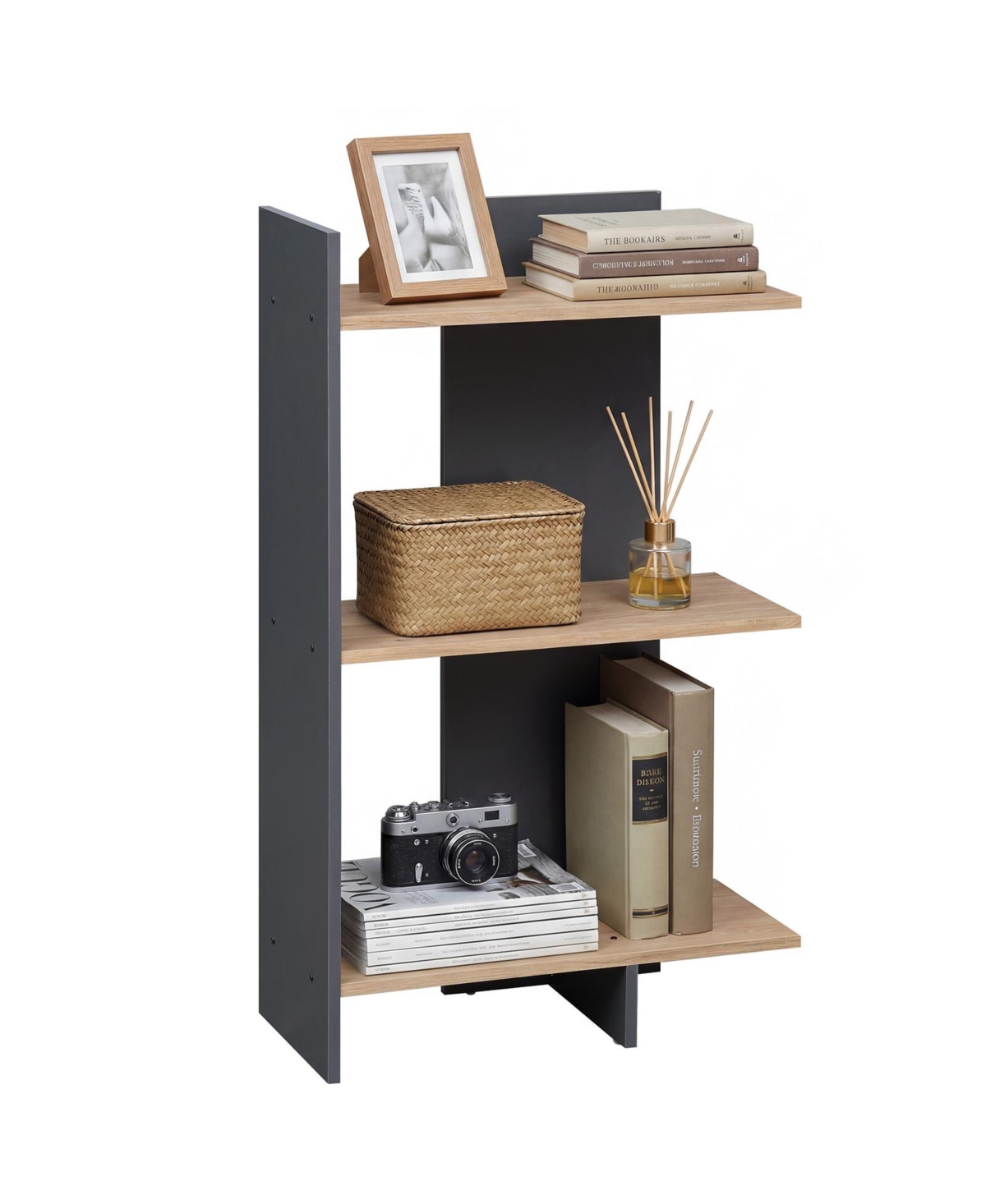 Mecale 3 Tier Wooden Bookshelf with Anti-Tipping Kit