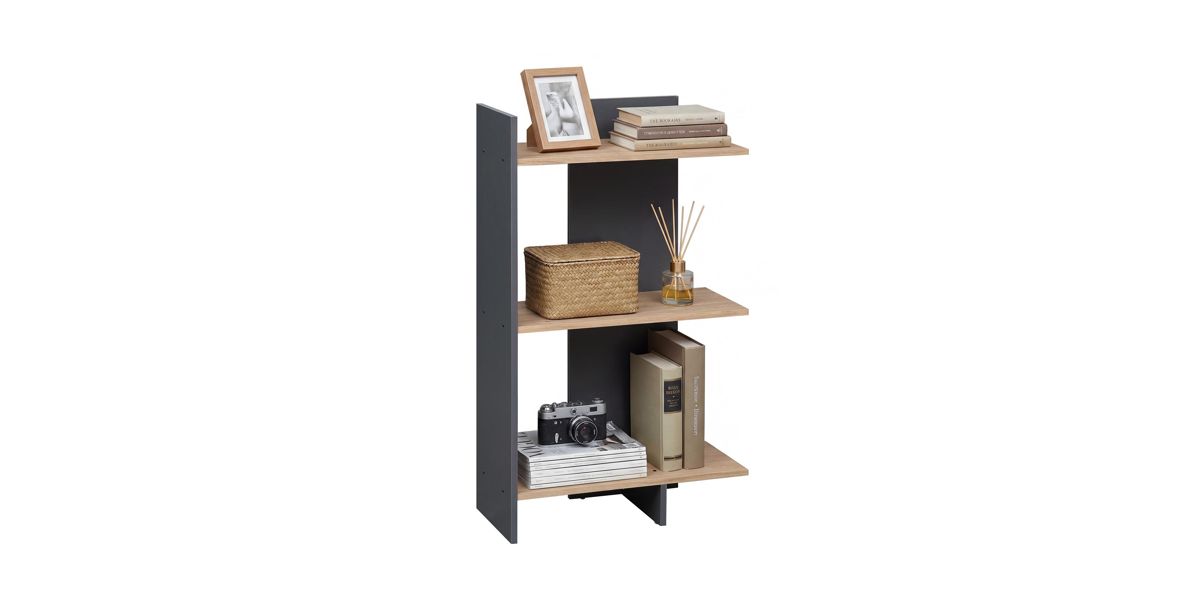 Mecale 3 Tier Wooden Bookshelf with Anti-Tipping Kit