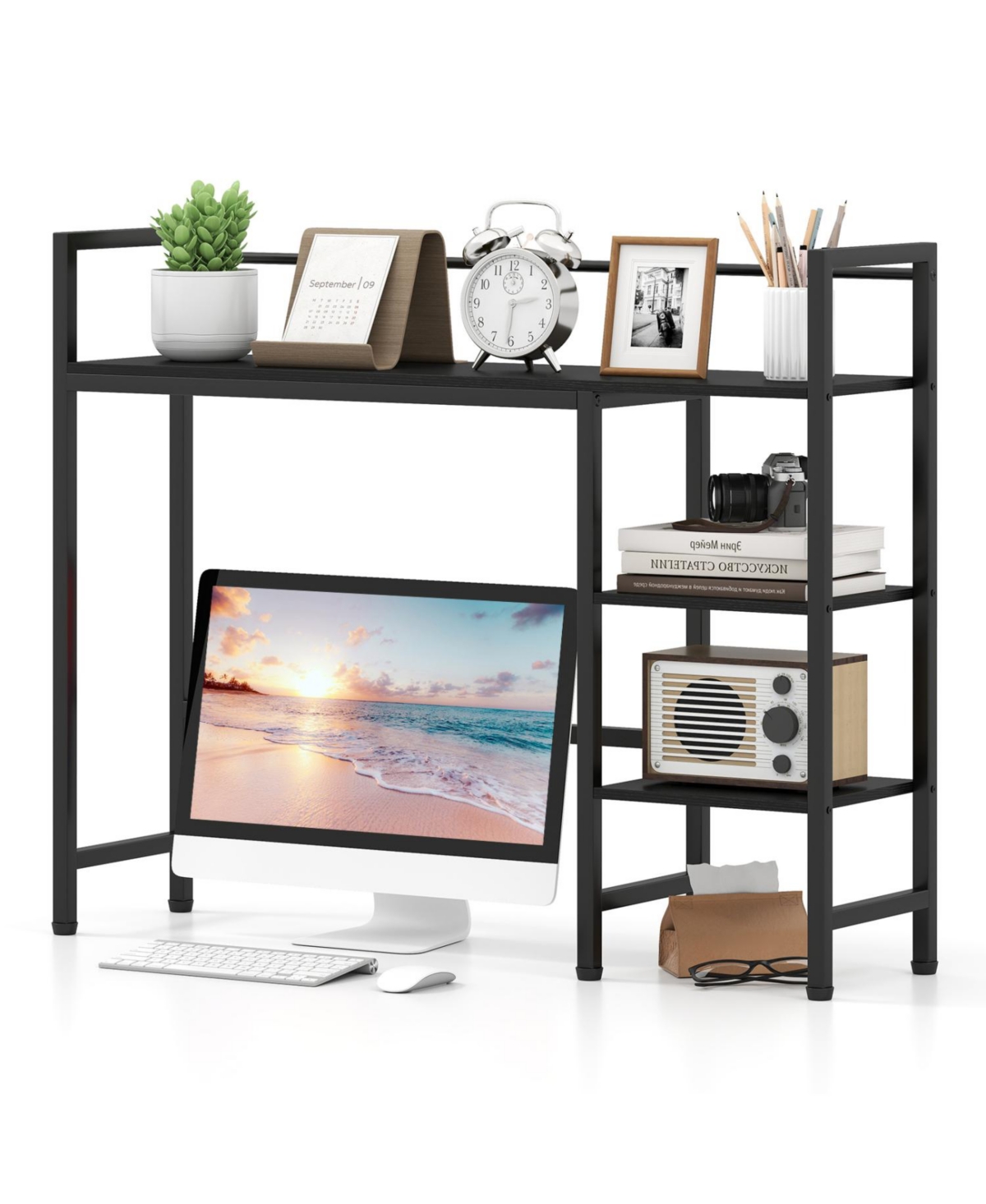 Mecale Desktop Bookshelf 38.5" W with Storage Display Rack for Home Office