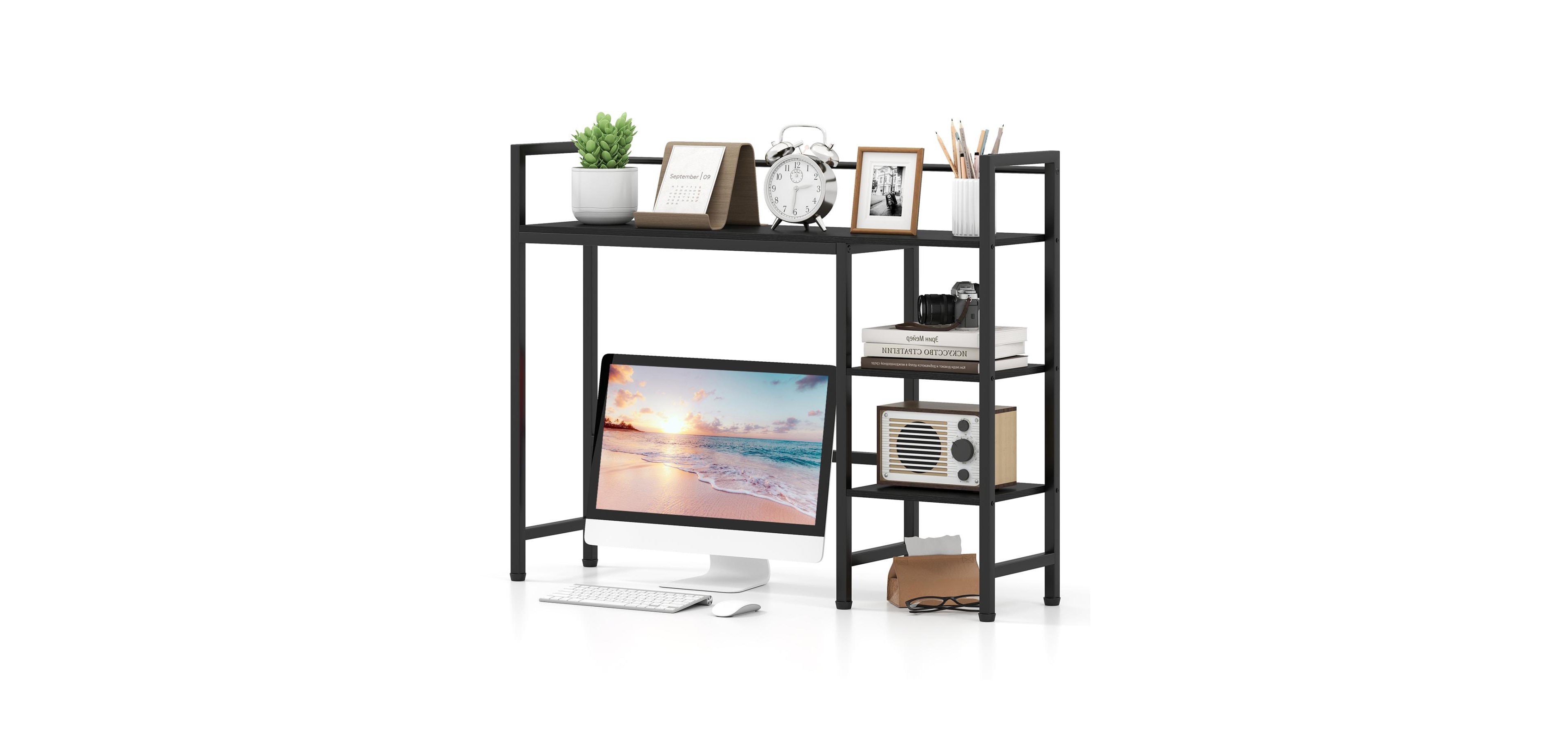 Mecale Desktop Bookshelf 38.5" W with Storage Display Rack for Home Office