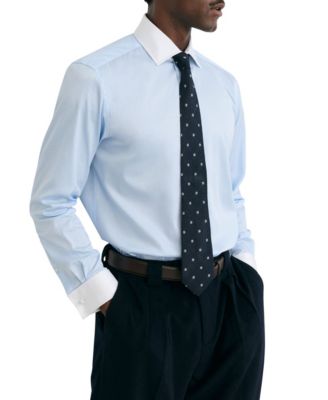 Men's Wells Spread Collar French Cuff Poplin Dress Shirt