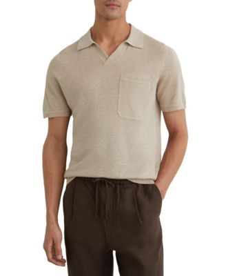 Men's Fairmont Slim-Fit Patch Pocket Linen Polo Shirt
