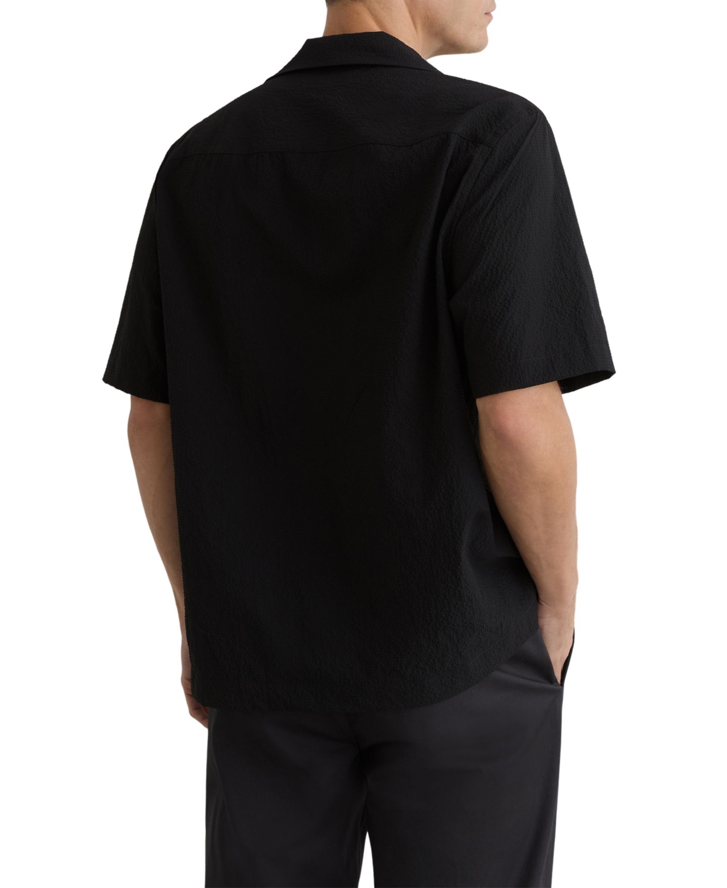 Мужская рубашка REISS Eclipse Textured Cuban-Collar Short-Sleeve, цвет: Чёрный — фото 5