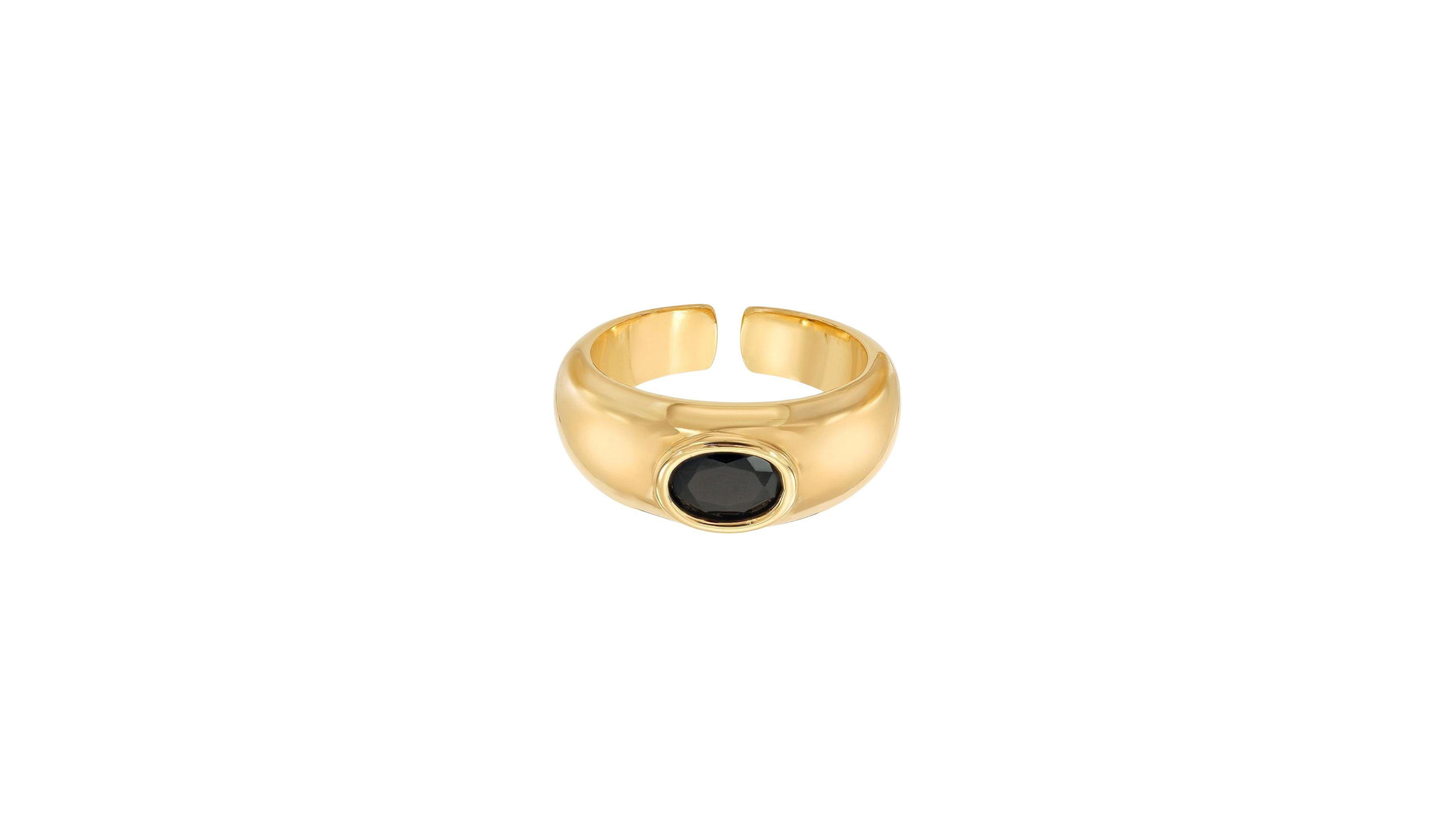 Josh & Chloe Cubic Zirconia Black Stone Milo Adjustable Ring