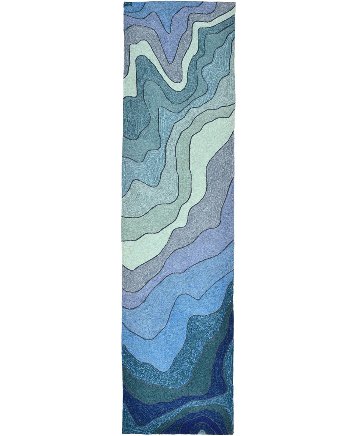 Liora Manne' Ravella 2267 Mykonos Blue 2' x 8' Indoor/Outdoor Runner Area Rug