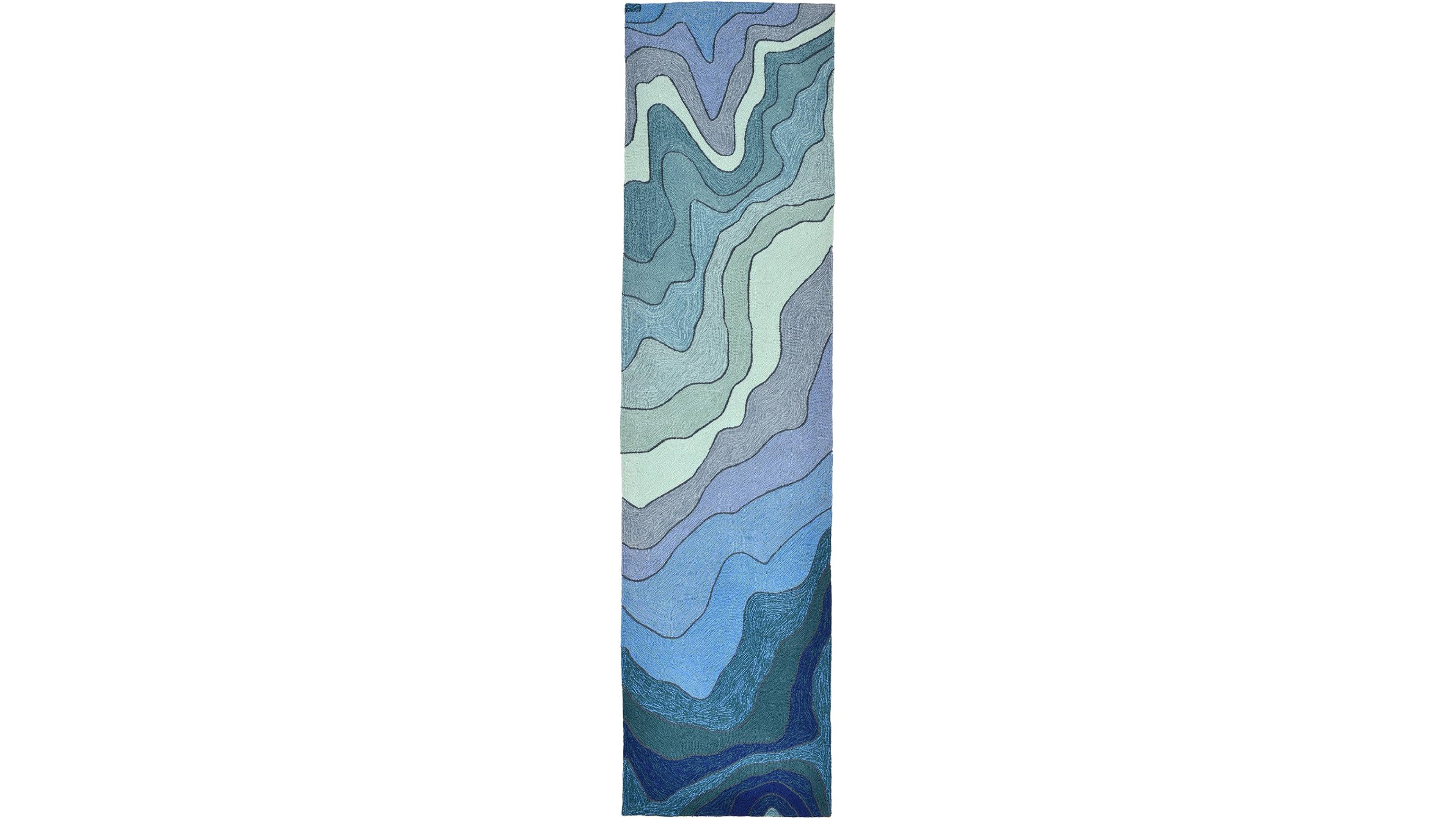 Liora Manne' Ravella 2267 Mykonos Blue 2' x 8' Indoor/Outdoor Runner Area Rug