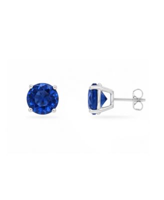 Sterling Silver Blue Spinel Round Stud Earrings