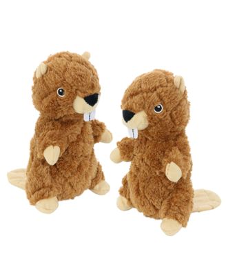Jr Nature Beaver 2 Pack, Durable Plush Squeaky Dog Toy
