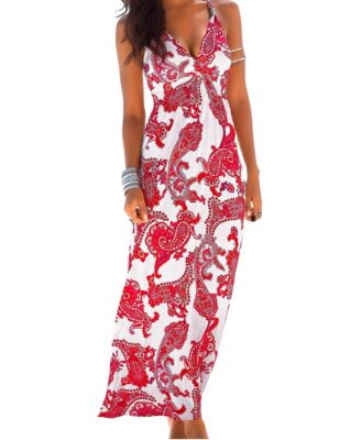 Women's Printed Empire-Waist Sleeveless Maxi Dress