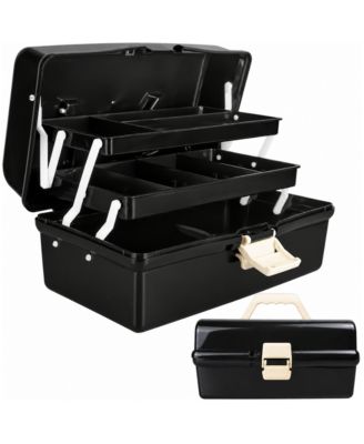 12in Three Layer Multipurpose Storage Organizer Folding Tool Box With Trays For Crafts Sewing Supplies