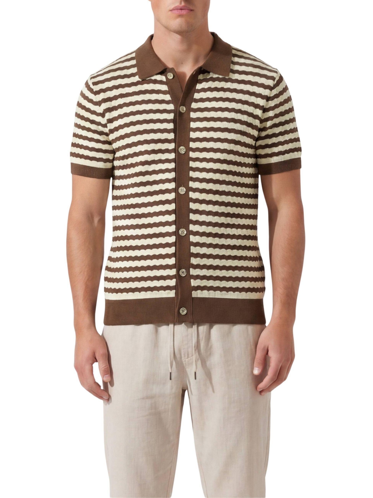 Walker & Hunt Men's Striped Resort Knitted Shirt