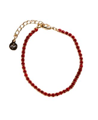 Adjustable Gold-Plated Red Cubic Zirconia Tennis Bracelet